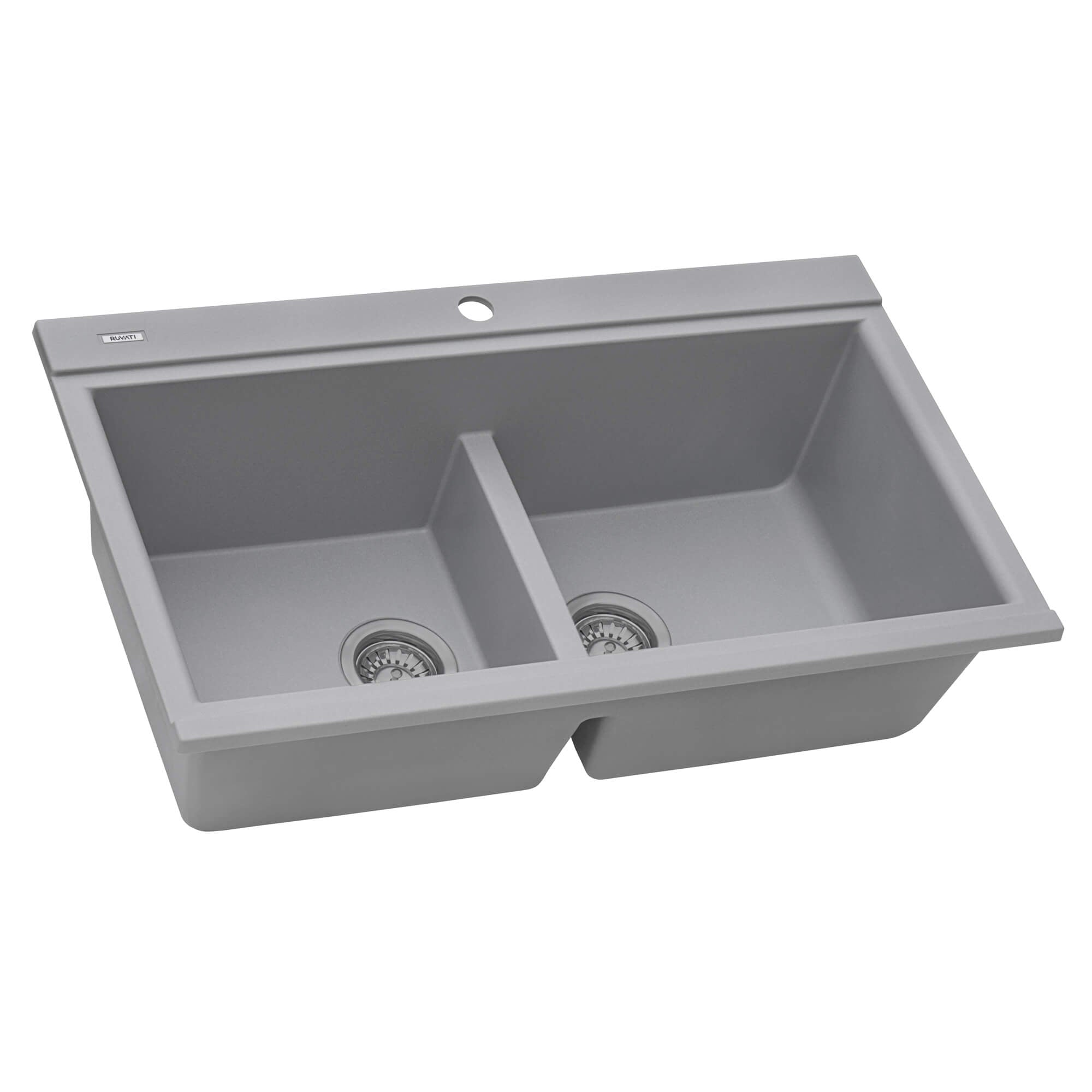 Ruvati epiGranite — Tarja Workstation de Cocina en Granito Compuesto — Gris Plata — 2