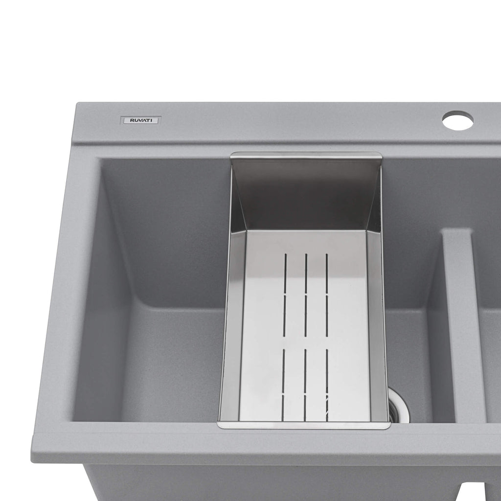 Ruvati epiGranite — Tarja Workstation de Cocina en Granito Compuesto — Gris Plata — 4
