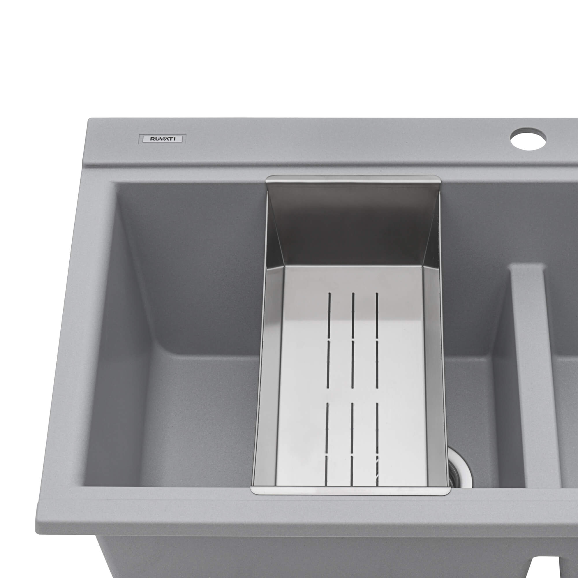 Ruvati epiGranite — Tarja Workstation de Cocina en Granito Compuesto — Gris Plata — 4