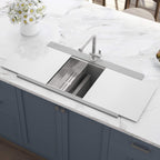 Ruvati epiGranite — Tarja Workstation de Cocina en Granito Compuesto — Gris Plata