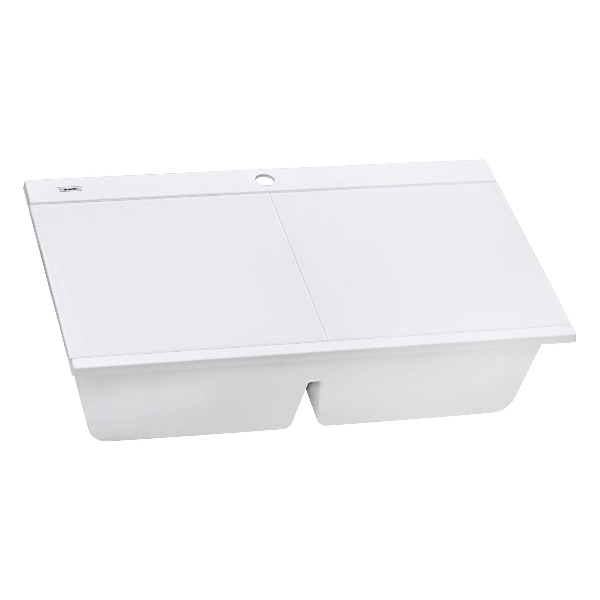 Ruvati epiGranite — Tarja Workstation de Cocina en Granito Compuesto — Blanco Ártico — 1