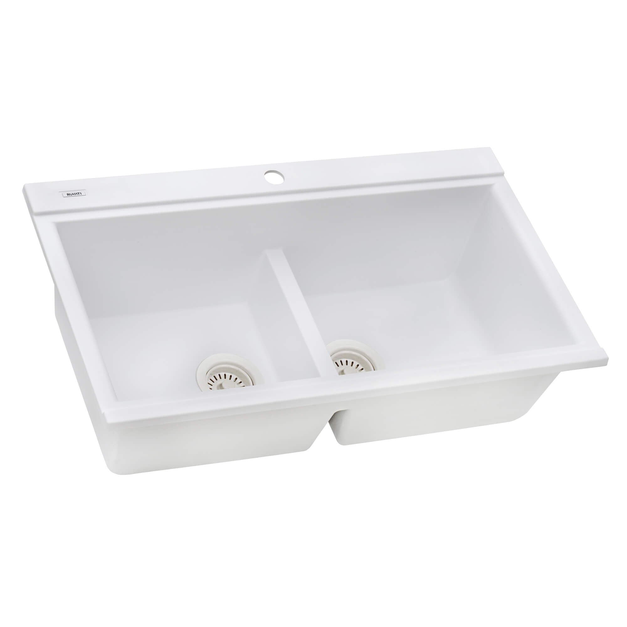 Ruvati epiGranite — Tarja Workstation de Cocina en Granito Compuesto — Blanco Ártico — 2