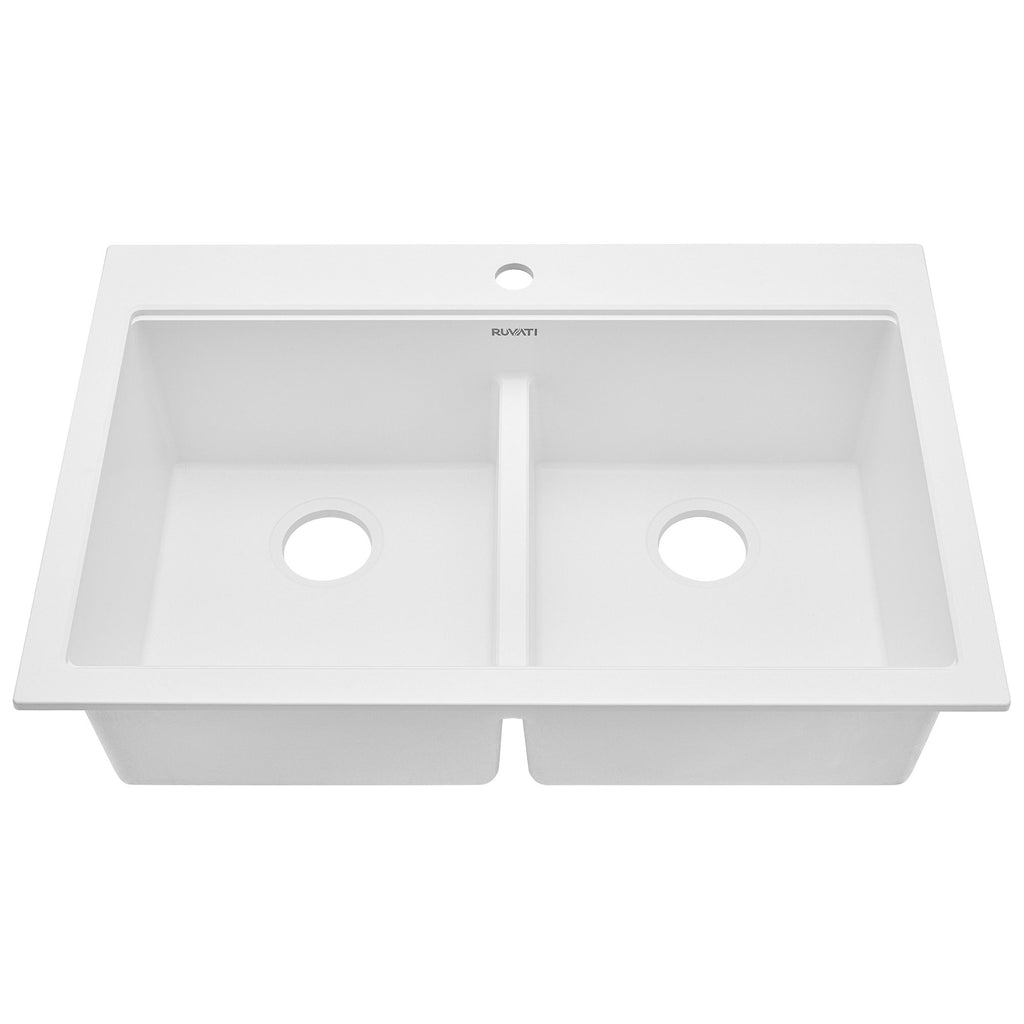Ruvati epiGranite — Tarja de Cocina de 33 x 22 pulg en Granito Compuesto — Blanco Ártico — 1