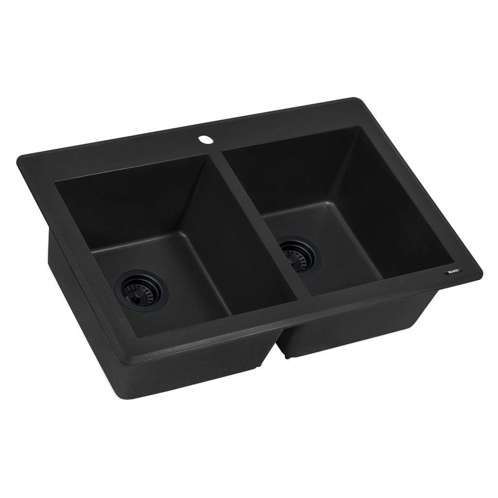 Ruvati epiGranite — Tarja de Cocina de 33 x 22 pulg en Granito Compuesto — Negro Medianoche — 1