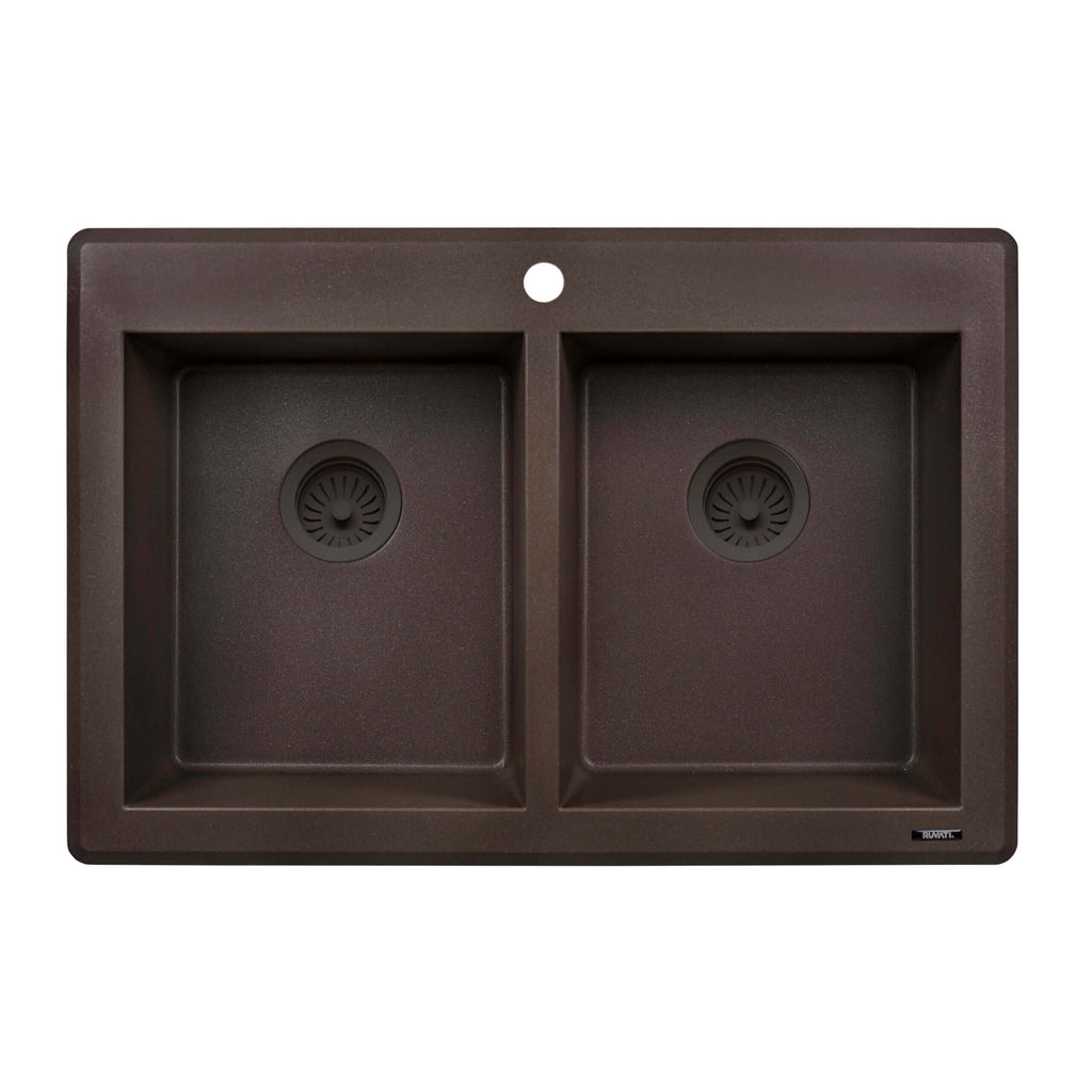 Ruvati epiGranite — Tarja de Cocina de 33 x 22 pulg en Granito Compuesto — Espresso — 1