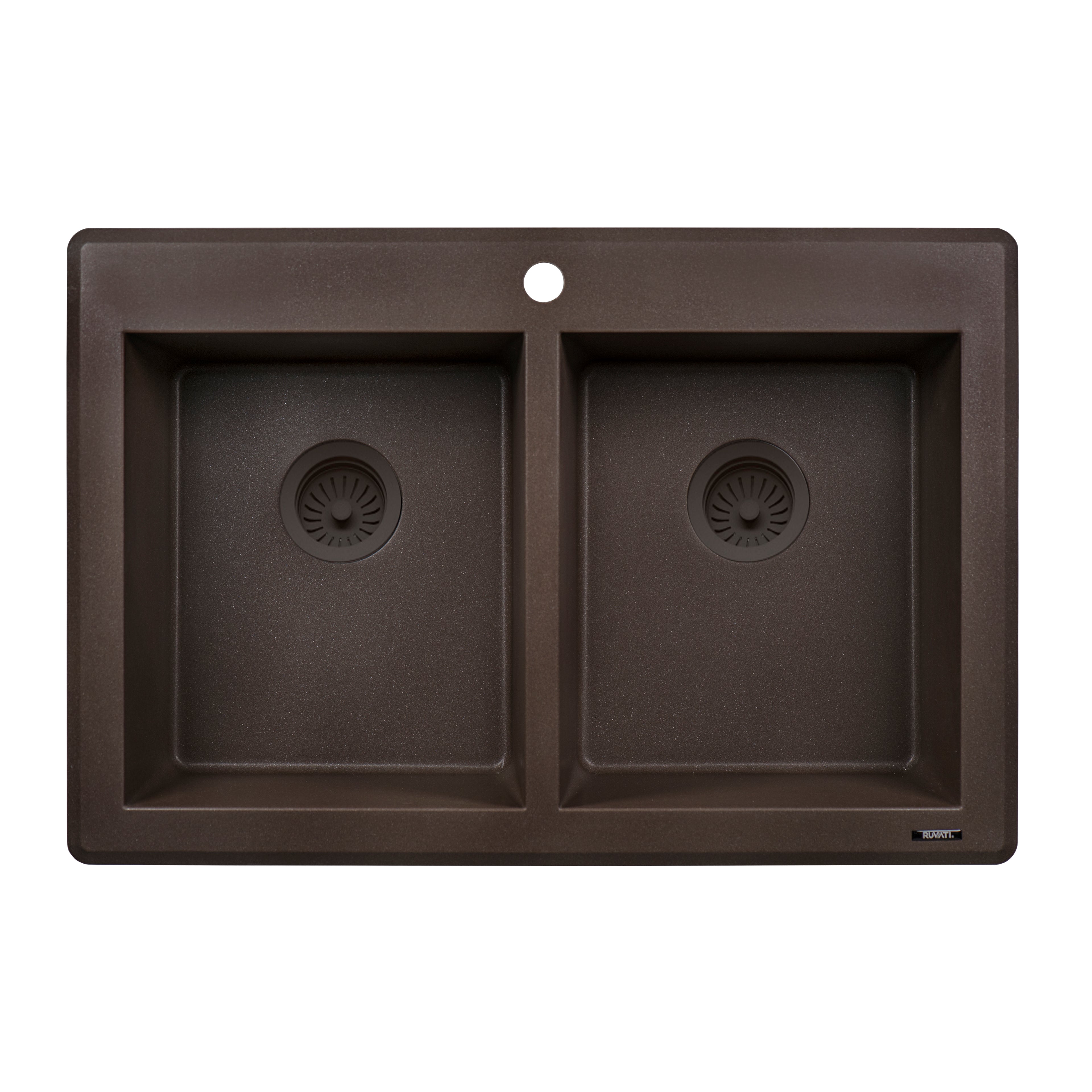 Ruvati epiGranite — Tarja de Cocina de 33 x 22 pulg en Granito Compuesto — Espresso