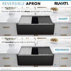 Ruvati epiCast — Tarja Farmhouse de Cocina en Granito Compuesto — Negro Mate — 3