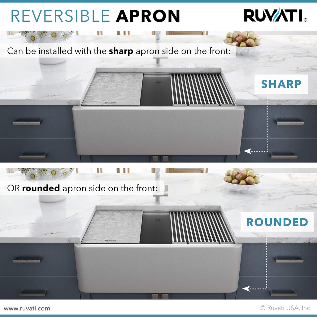 Ruvati epiCast — Tarja Farmhouse de Cocina en Granito Compuesto — Gris — 2