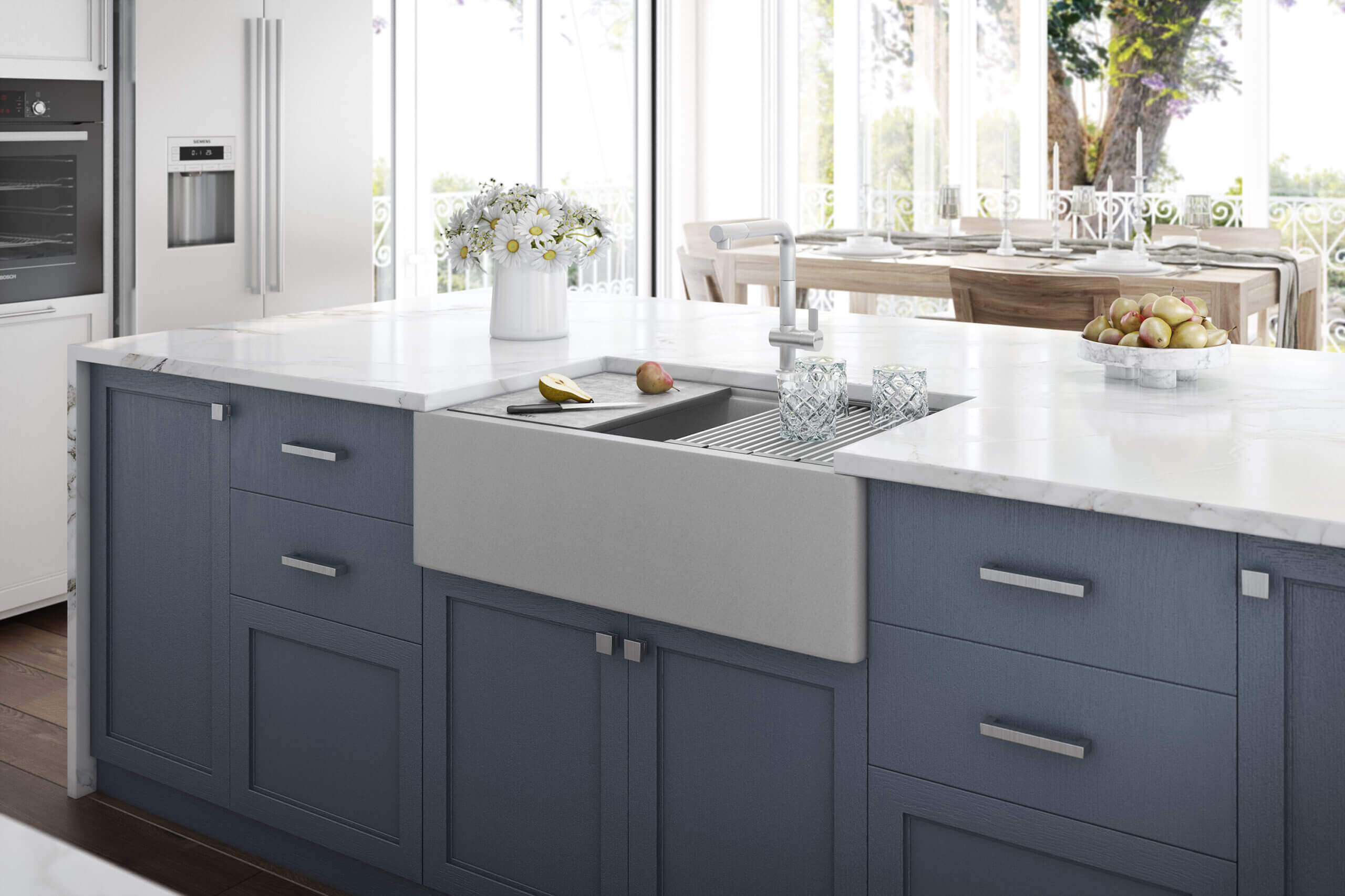 Ruvati epiCast — Tarja Farmhouse de Cocina en Granito Compuesto — Gris — 4