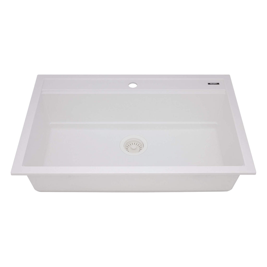 Ruvati epiCube — Tarja Workstation de Cocina en Granito Compuesto — Blanco Ártico — 2