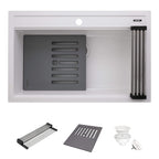 Ruvati epiCube — Tarja Workstation de Cocina en Granito Compuesto — Blanco Ártico — 1