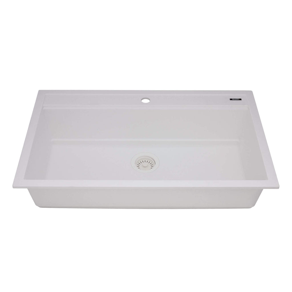 Ruvati epiCube — Tarja Workstation de Cocina en Granito Compuesto — Blanco Ártico — 2