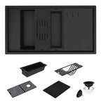 Ruvati epiStage — Tarja Workstation de Cocina de 18 x 34 pulg en Granito Compuesto — Negro — 1