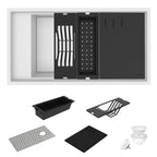 Ruvati epiStage — Tarja Workstation de Cocina de 18 x 34 pulg en Granito Compuesto — Blanco Ártico — 1