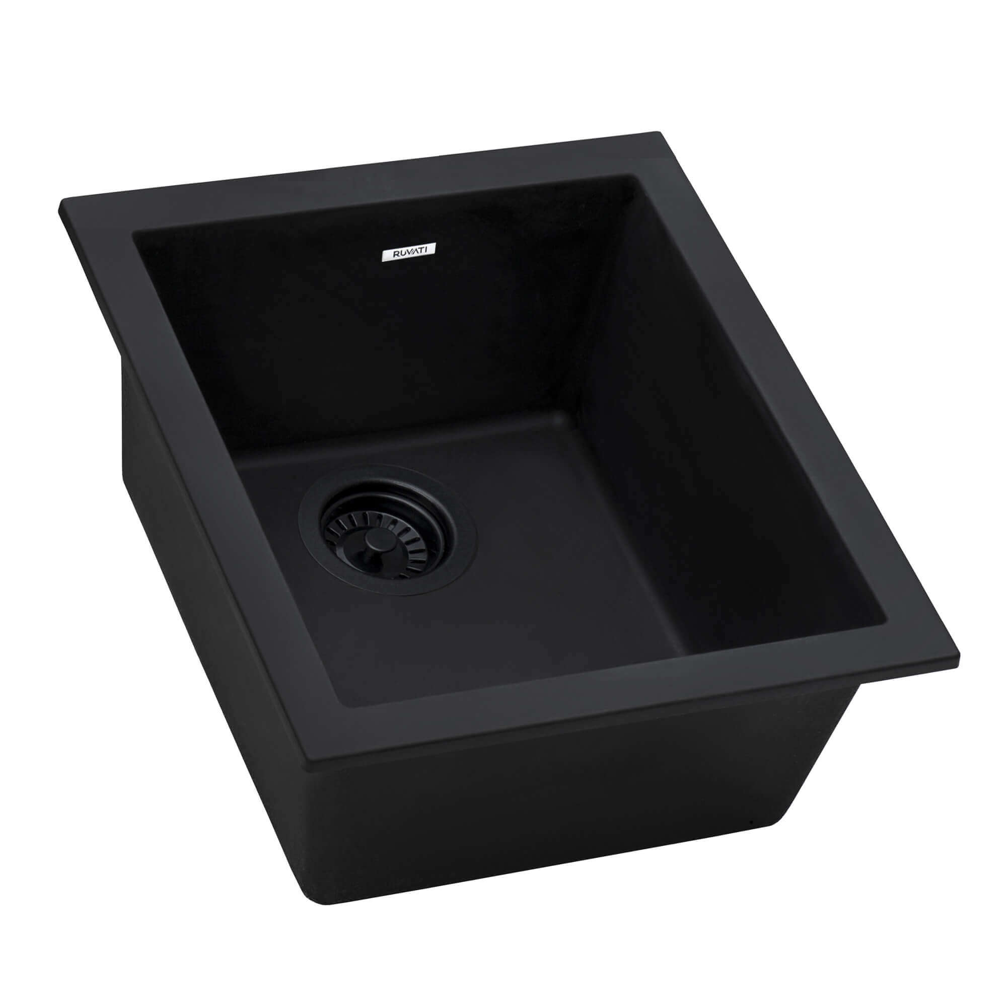 Ruvati epiGranite — Tarja de Bar / Prep de 15 x 17 pulg en Granito Compuesto — Negro Medianoche