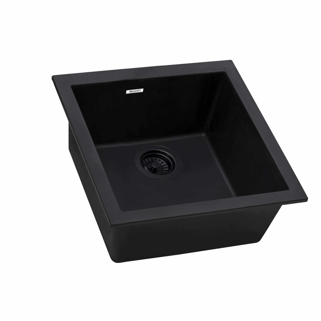 Ruvati epiGranite — Tarja de Bar / Prep de 17 x 17 pulg en Granito Compuesto — Negro Medianoche — 4