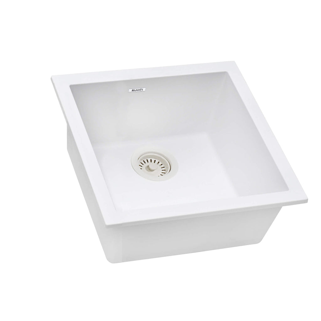 Ruvati epiGranite — Tarja de Bar / Prep de 17 x 17 pulg en Granito Compuesto — Blanco Ártico — 1