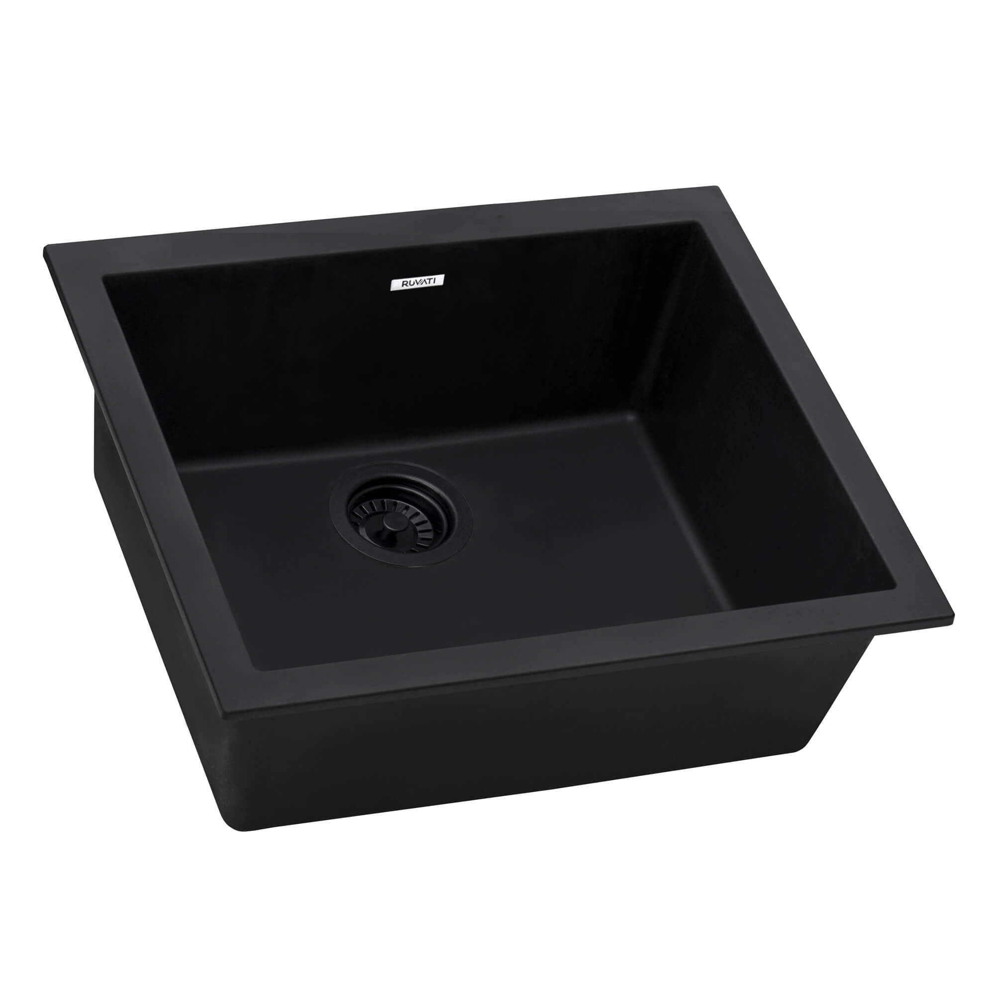 Ruvati epiGranite — Tarja de Bar / Prep de 21 x 17 pulg en Granito Compuesto — Negro Medianoche — 2