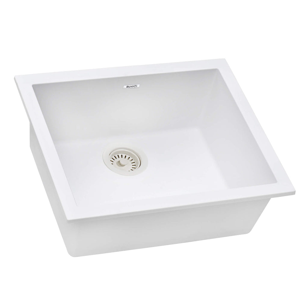 Ruvati epiGranite — Tarja de Cocina de 23 x 17 pulg en Granito Compuesto — Blanco Ártico