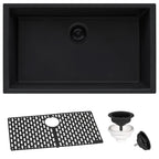 Ruvati epiGranite — Tarja de Cocina de 27 x 18 pulg en Granito Compuesto — Negro Medianoche