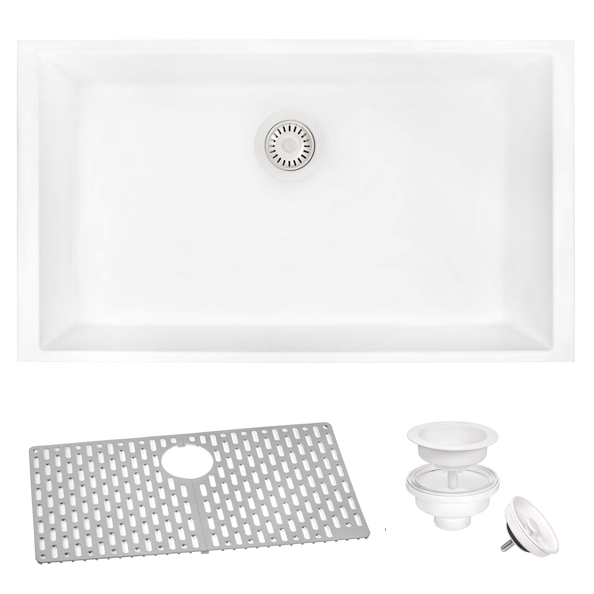Ruvati epiGranite — Tarja de Cocina de 27 x 18 pulg en Granito Compuesto — Blanco Ártico
