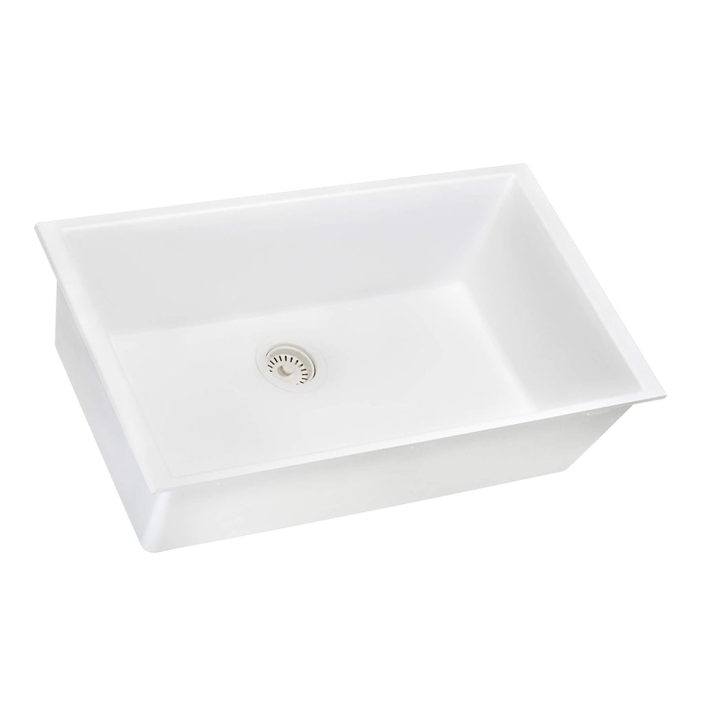 Ruvati epiGranite — Tarja de Cocina de 30 x 18 pulg en Granito Compuesto — Blanco Ártico — 3