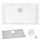 Ruvati epiGranite — Tarja de Cocina de 30 x 18 pulg en Granito Compuesto — Blanco Ártico