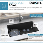 Ruvati epiGranite — Tarja de Cocina de 31 x 19 pulg en Granito Compuesto — Negro Medianoche — 4