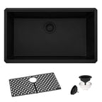Ruvati epiGranite — Tarja de Cocina de 33 x 19 pulg en Granito Compuesto — Negro Medianoche — 1