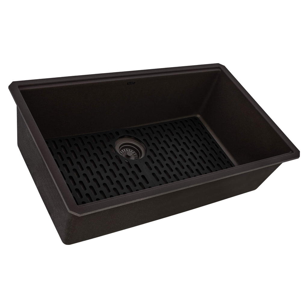 Ruvati epiGranite — Tarja de Cocina de 33 x 19 pulg en Granito Compuesto — Espresso — 2