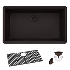 Ruvati epiGranite — Tarja de Cocina de 33 x 19 pulg en Granito Compuesto — Espresso