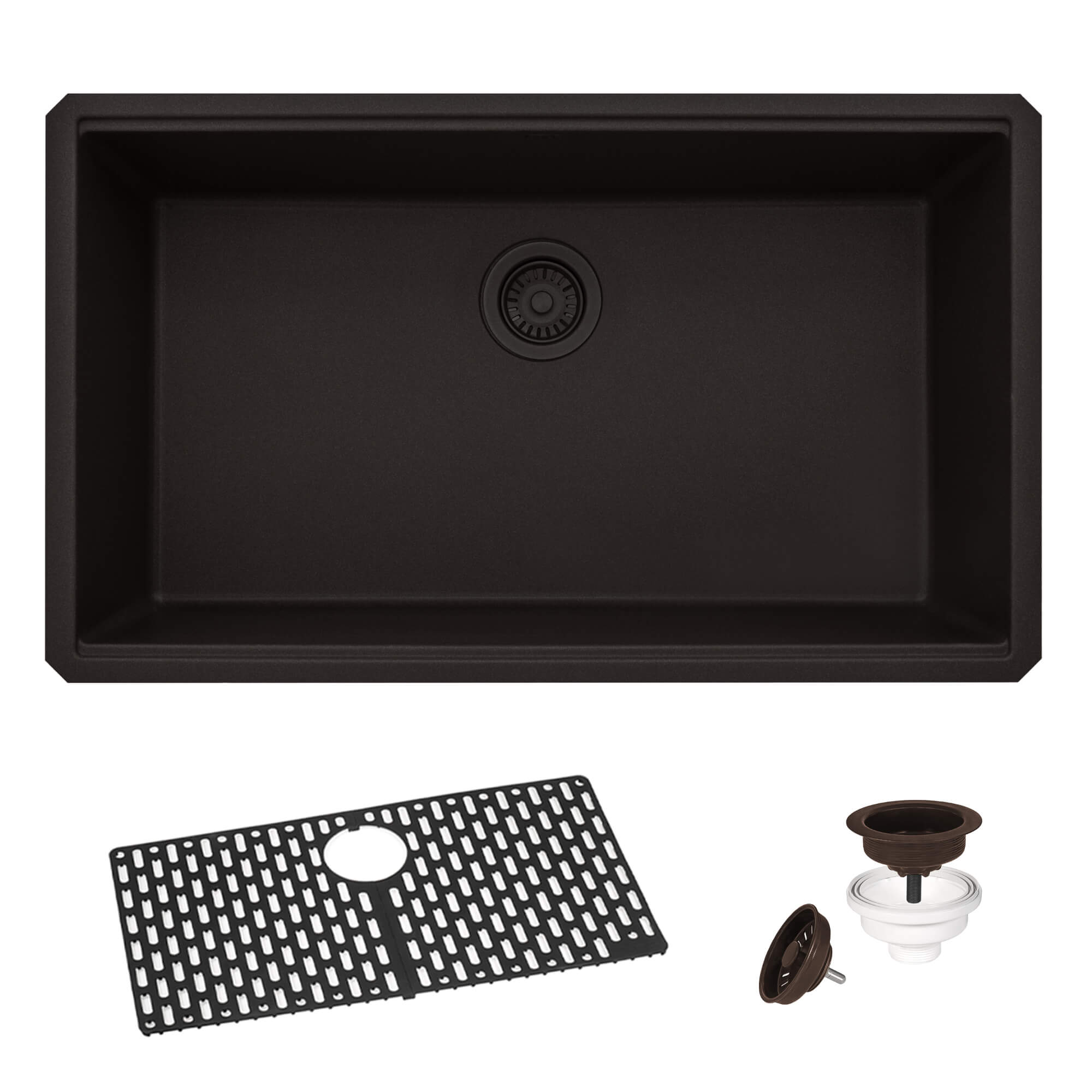 Ruvati epiGranite — Tarja de Cocina de 33 x 19 pulg en Granito Compuesto — Espresso