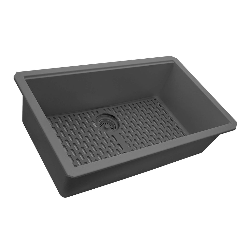 Ruvati epiGranite — Tarja de Cocina de 33 x 19 pulg en Granito Compuesto — Gris Urbano — 1
