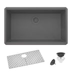 Ruvati epiGranite — Tarja de Cocina de 33 x 19 pulg en Granito Compuesto — Gris Urbano