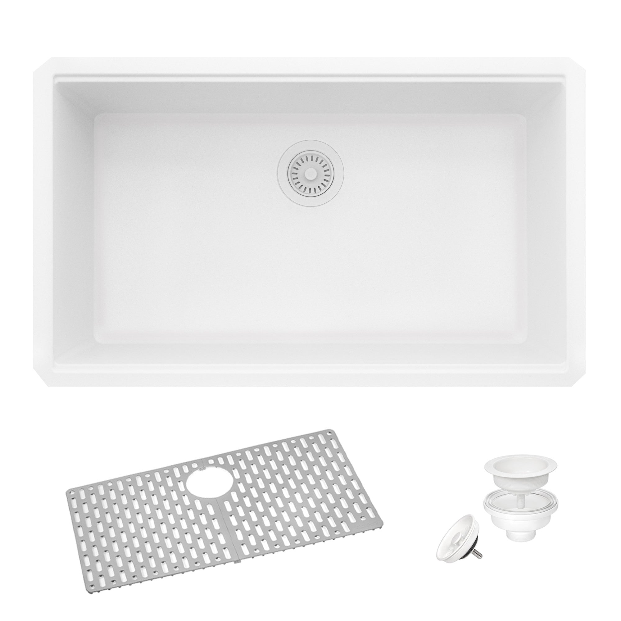 Ruvati epiGranite — Tarja de Cocina de 33 x 19 pulg en Granito Compuesto — Blanco Ártico — 1