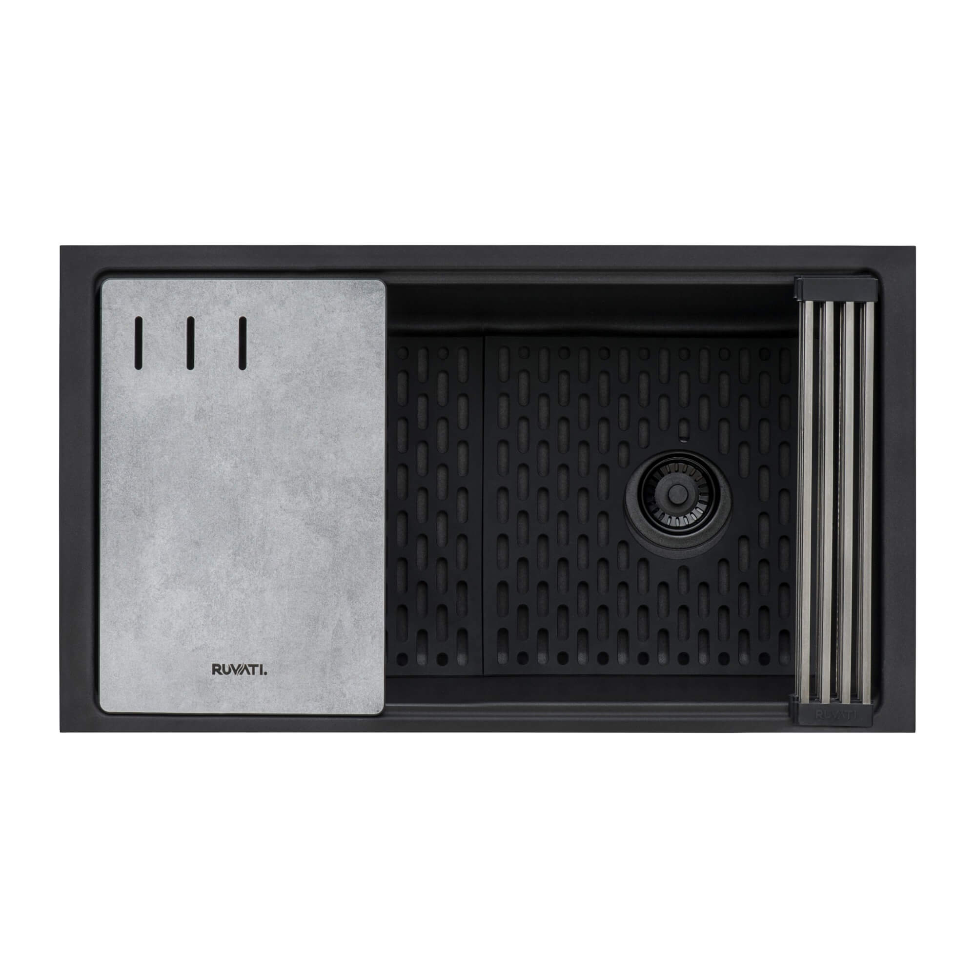 Ruvati epiStage — Tarja Workstation de Cocina en Granito Compuesto — Negro Mate — 1