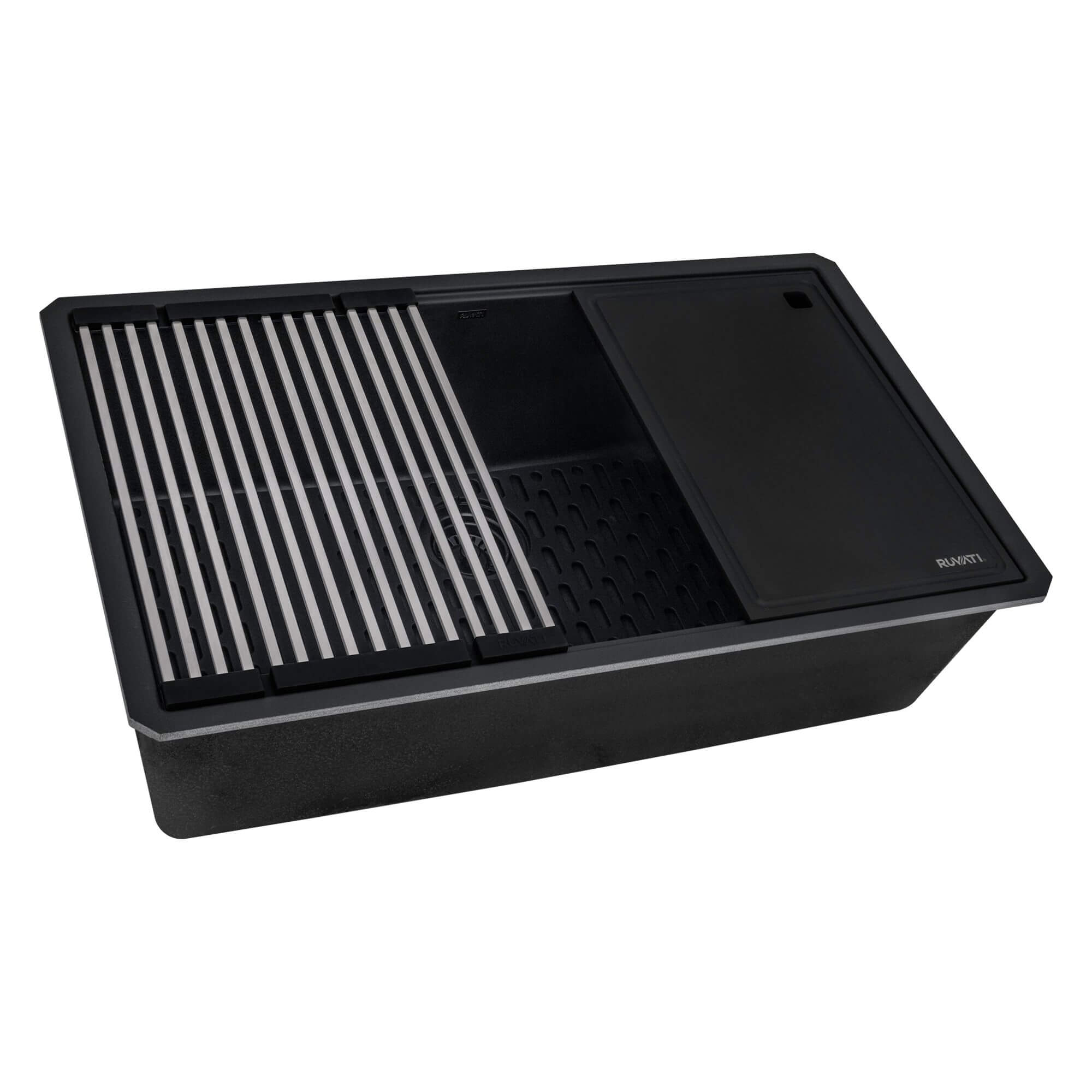 Ruvati epiStage — Tarja Workstation de Cocina en Granito Compuesto — Negro Mate
