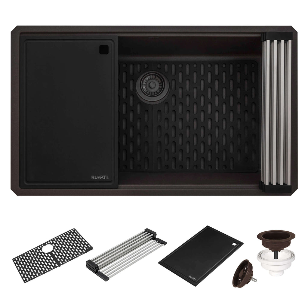 Ruvati epiStage — Tarja Workstation de Cocina en Granito Compuesto — Espresso — 4