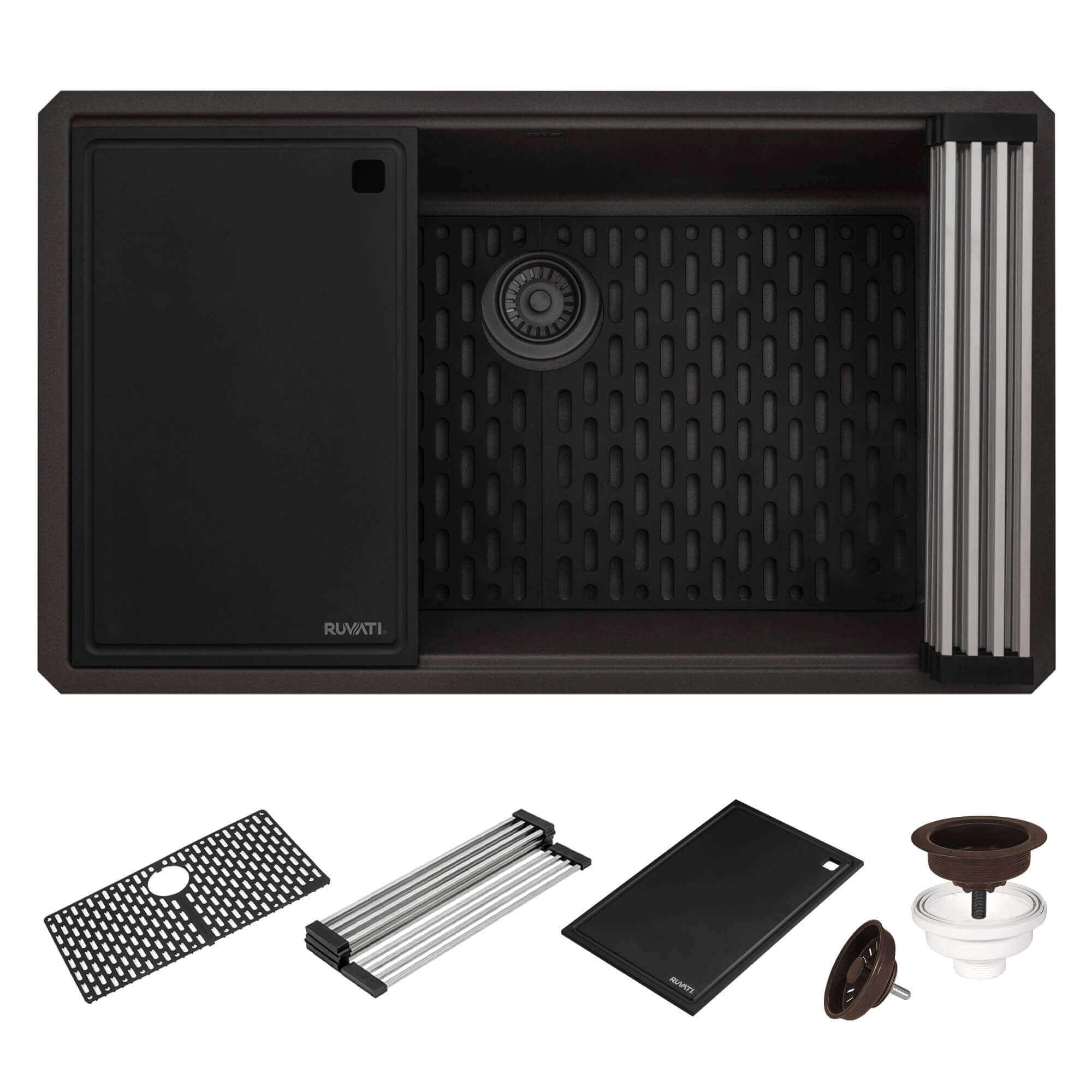 Ruvati epiStage — Tarja Workstation de Cocina en Granito Compuesto — Espresso — 4
