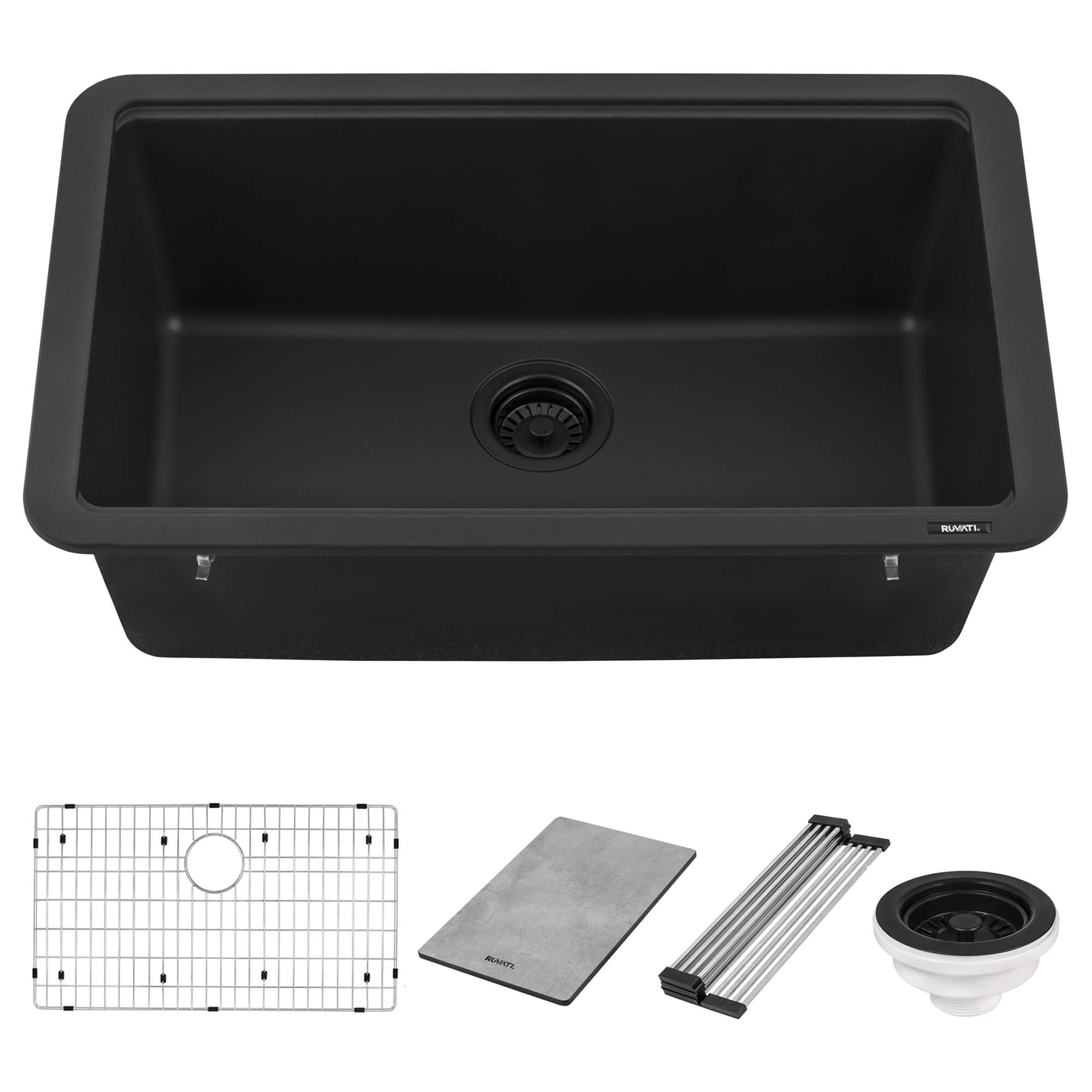 Ruvati epiStage — Tarja Workstation de Cocina en Granito Compuesto — Negro Mate — 4