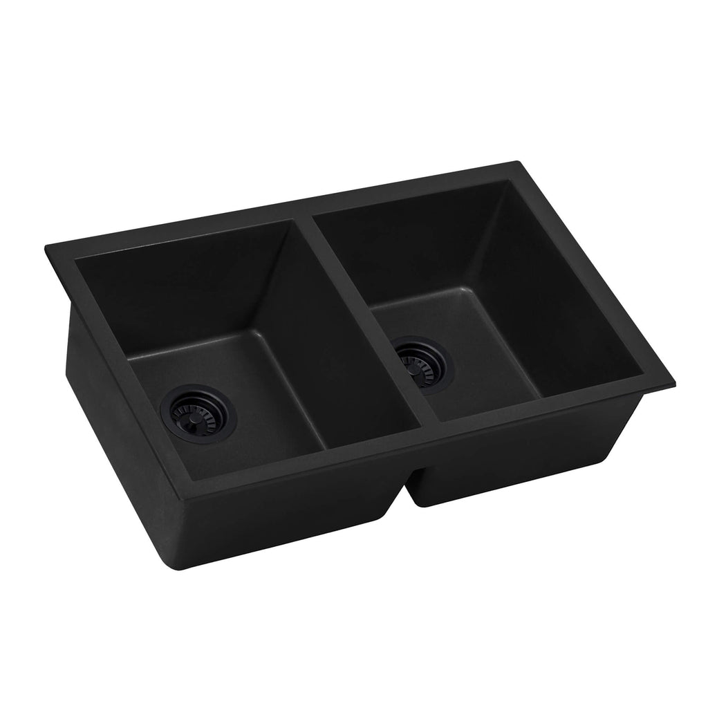 Ruvati epiGranite — Tarja de Cocina de 32 x 19 pulg en Granito Compuesto — Negro Medianoche — 2