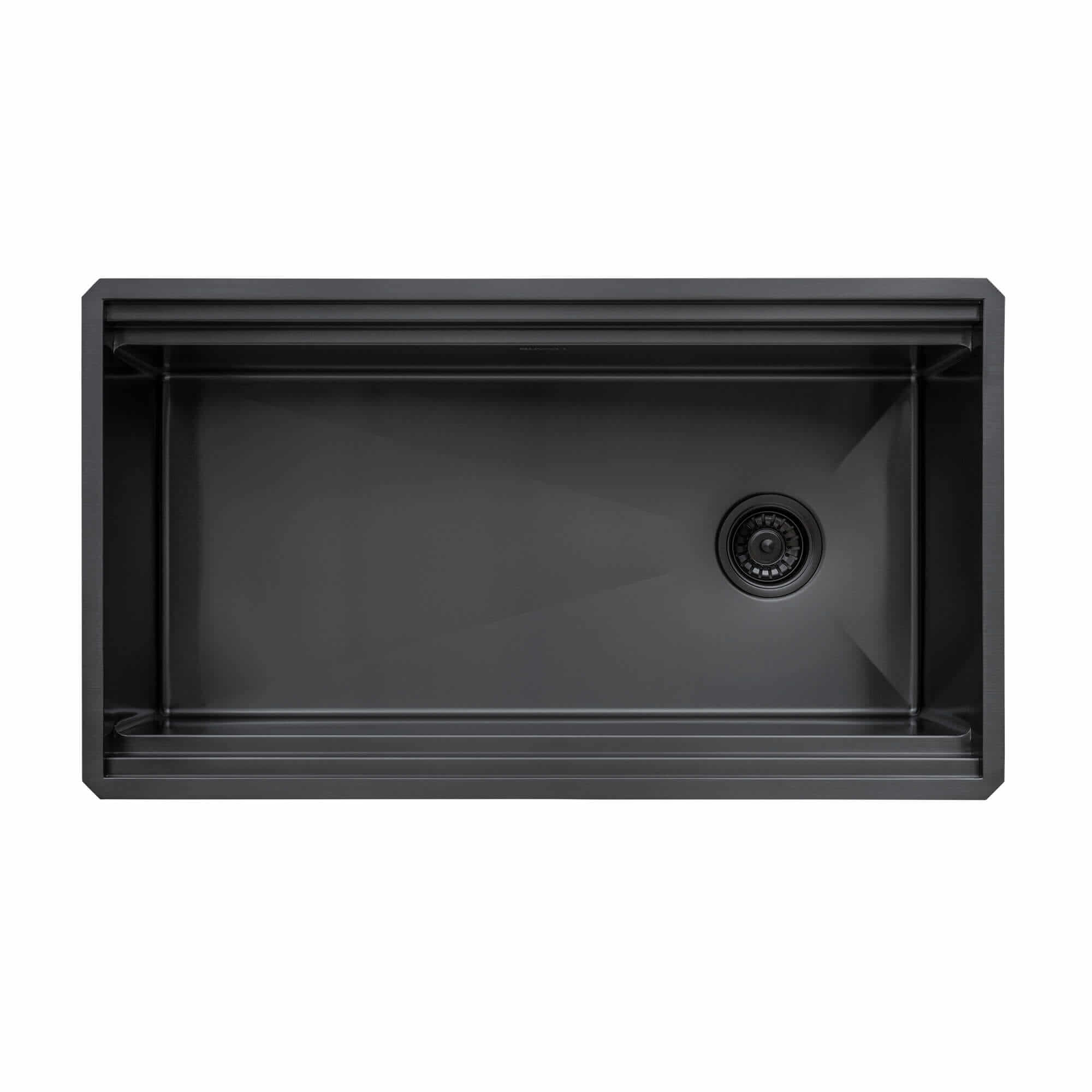 Ruvati Dual-Tier Pro — Tarja Workstation de Cocina en Acero Inoxidable — Negro Gunmetal — 3