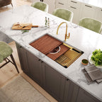 Ruvati Dual-Tier Pro — Tarja Workstation de Cocina en Acero Inoxidable — Oro Mate — 2