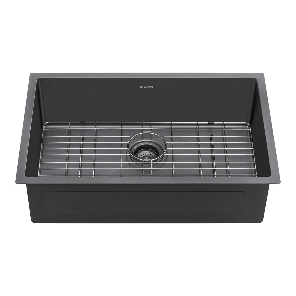 Ruvati Terraza — Tarja de Cocina en Acero Inoxidable — Negro Gunmetal