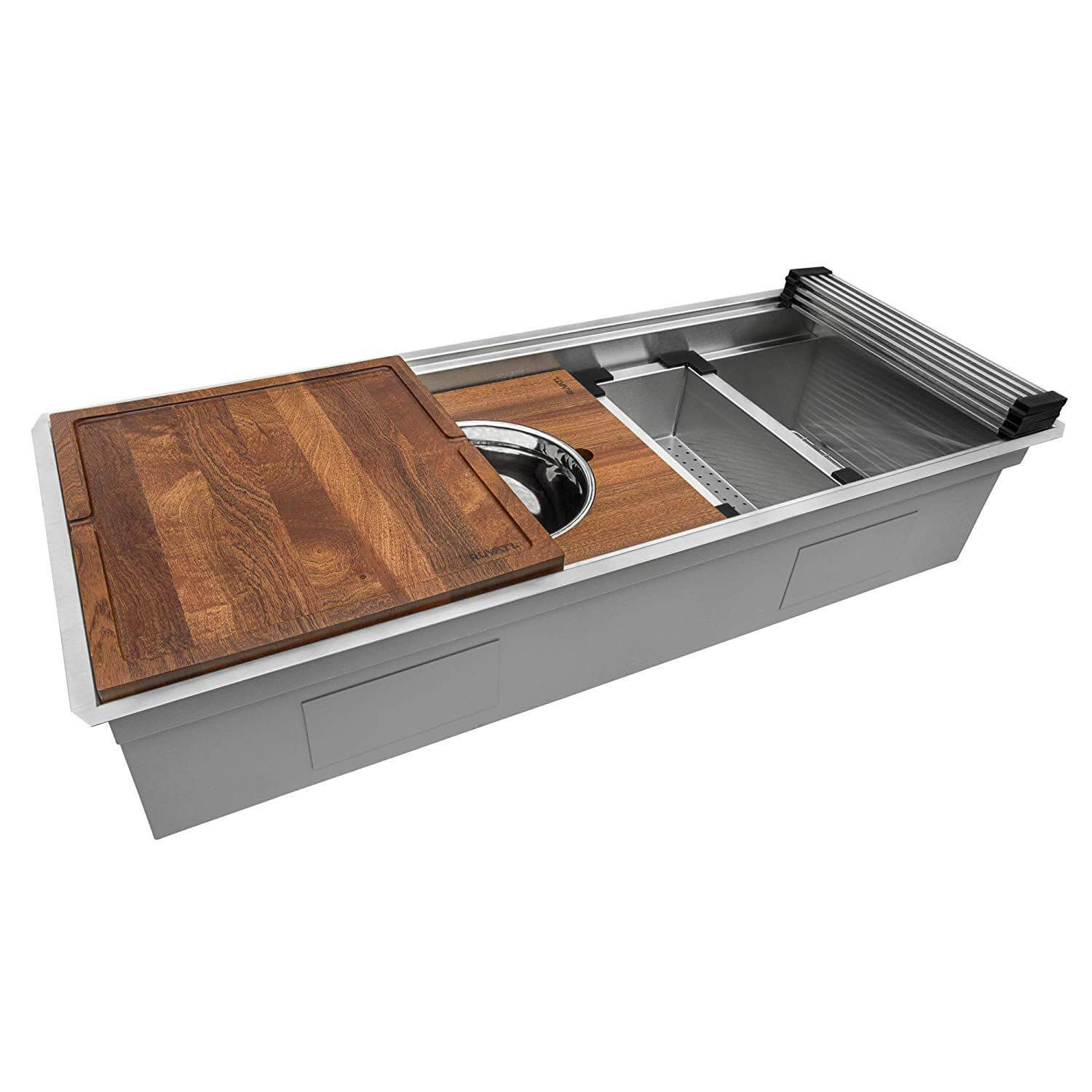 Ruvati Dual-Tier Pro — Tarja Workstation de Cocina en Acero Inoxidable — Acero Inoxidable