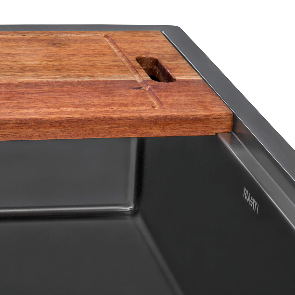 Ruvati Giana — Tarja Workstation de Cocina en Acero Inoxidable — Negro Gunmetal — 1