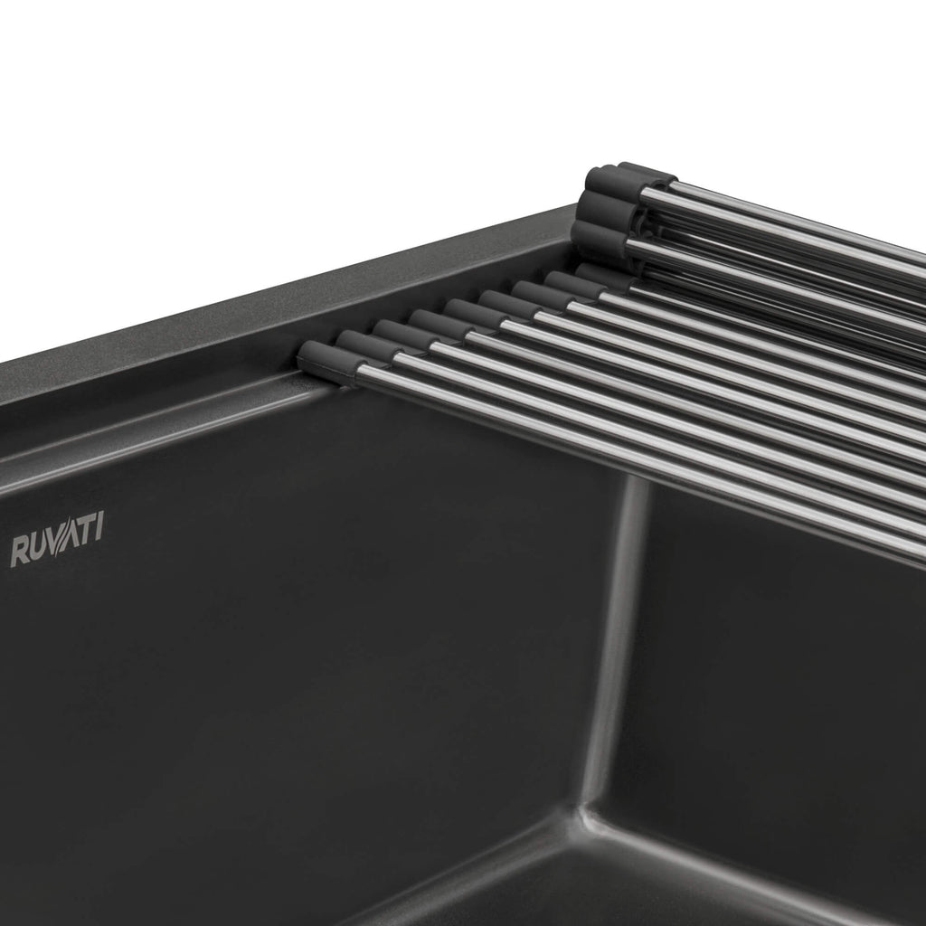 Ruvati Giana — Tarja Workstation de Cocina en Acero Inoxidable — Negro Gunmetal — 2