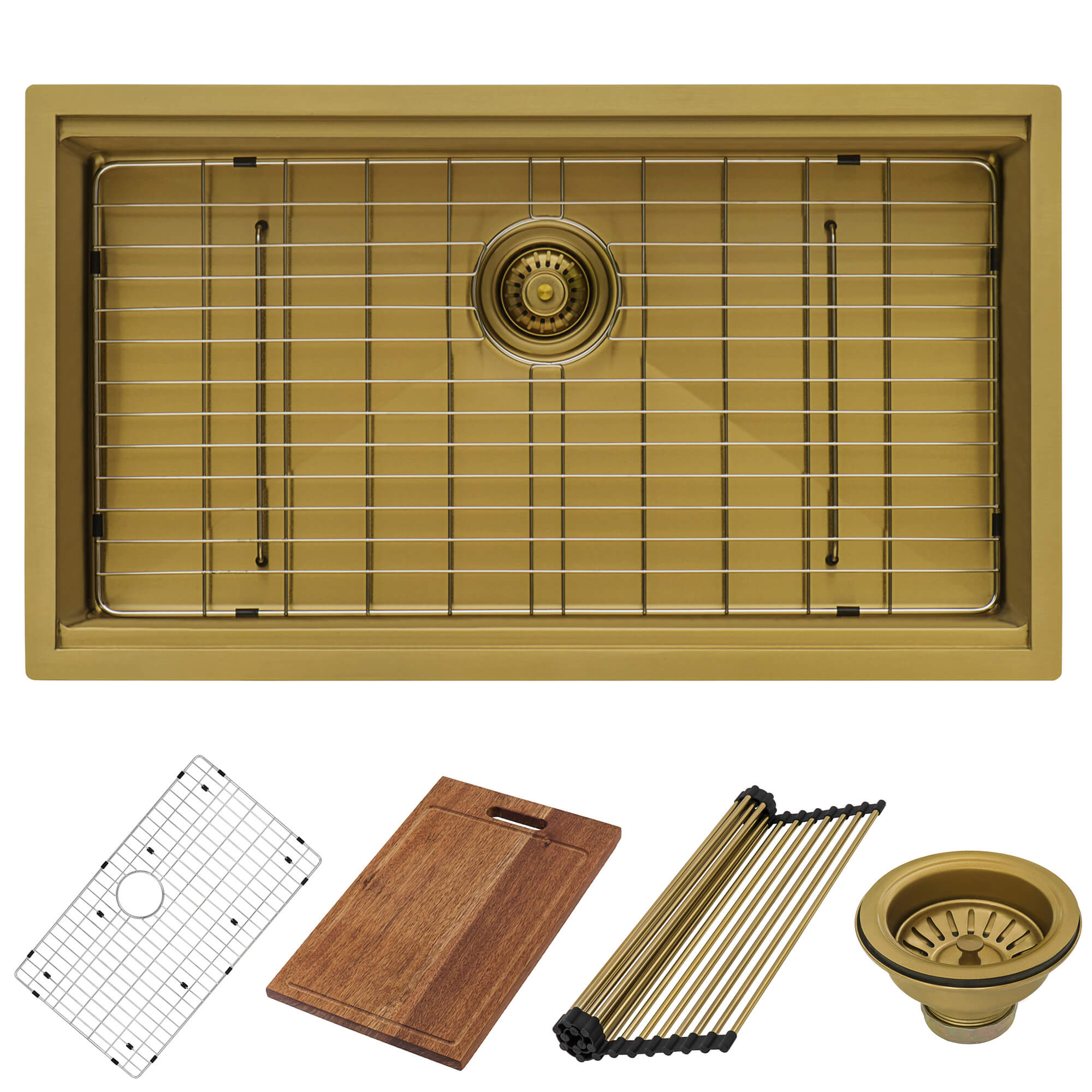 Ruvati Giana — Tarja Workstation de Cocina en Acero Inoxidable — Oro Mate — 3