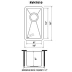 Ruvati Gravena — Tarja de Bar / Prep en Acero Inoxidable — diagrama de dimensiones