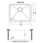 Ruvati Gravena — Tarja de Cocina en Acero Inoxidable — diagrama de dimensiones